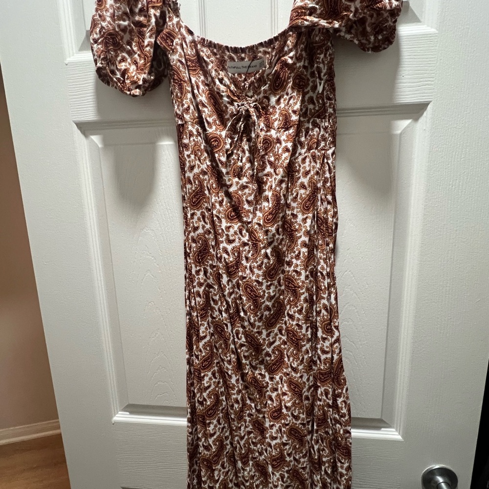 Elegant Brown Paisley Dress